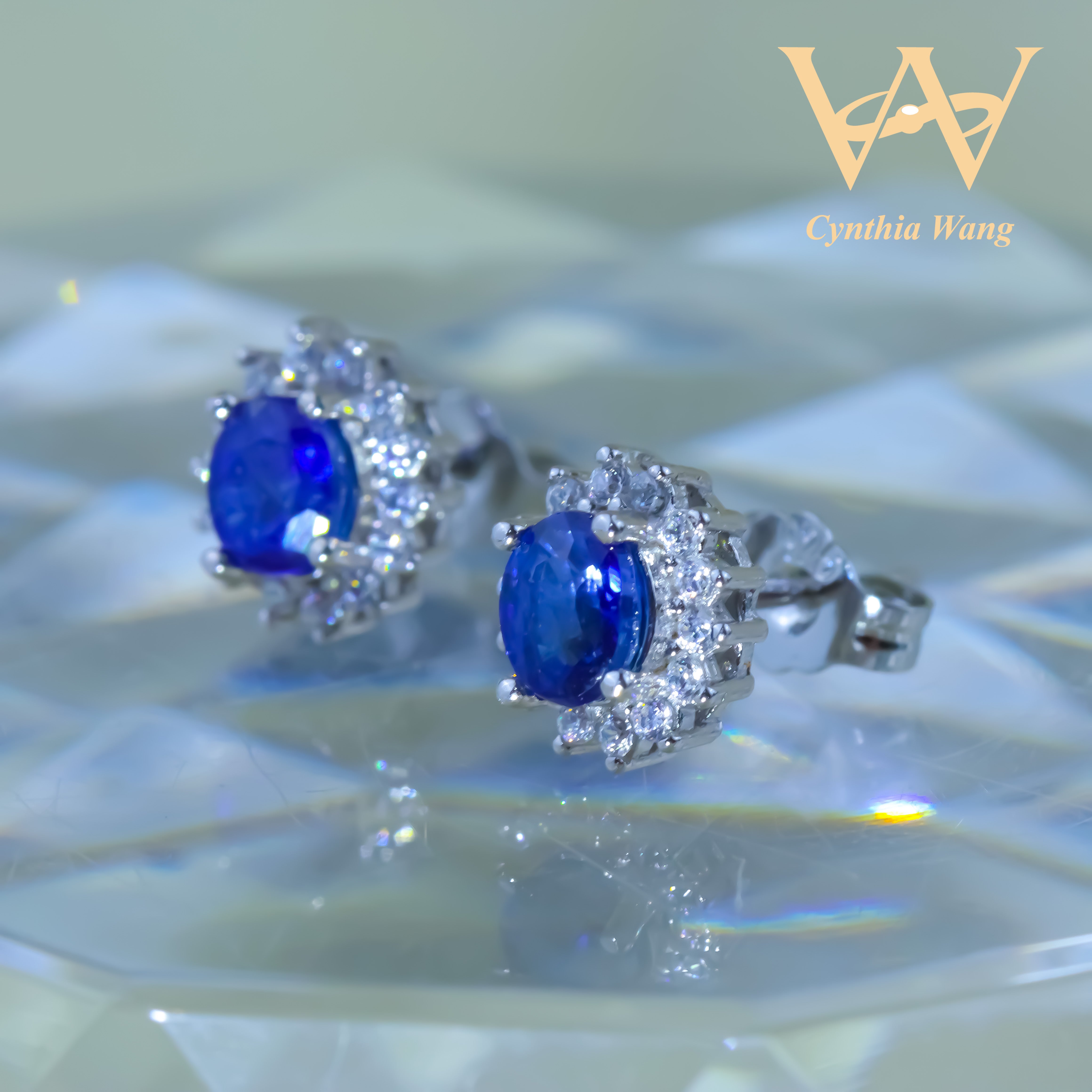'Ethereal Bloom' Blue Sapphire Earrings