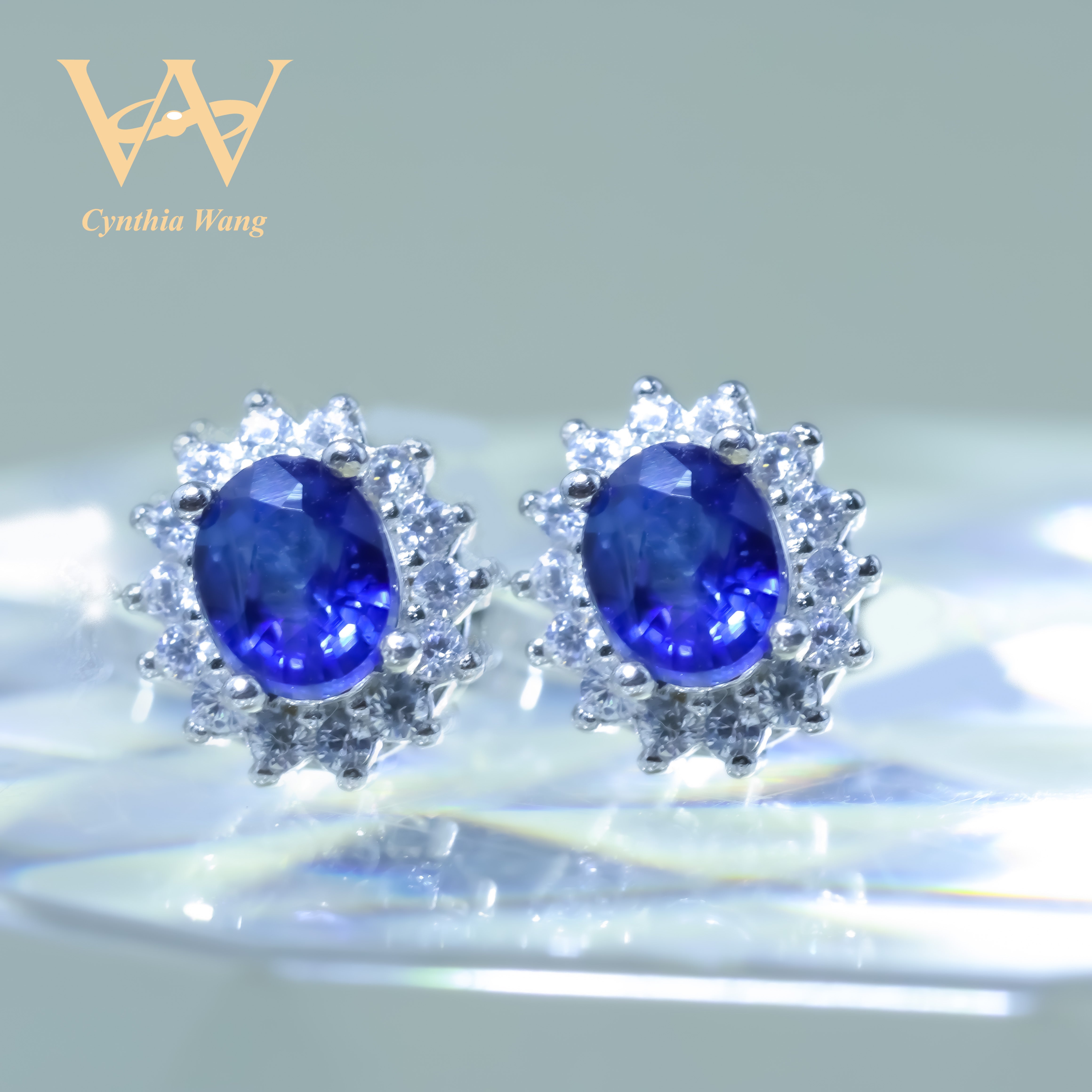 'Ethereal Bloom' Blue Sapphire Earrings