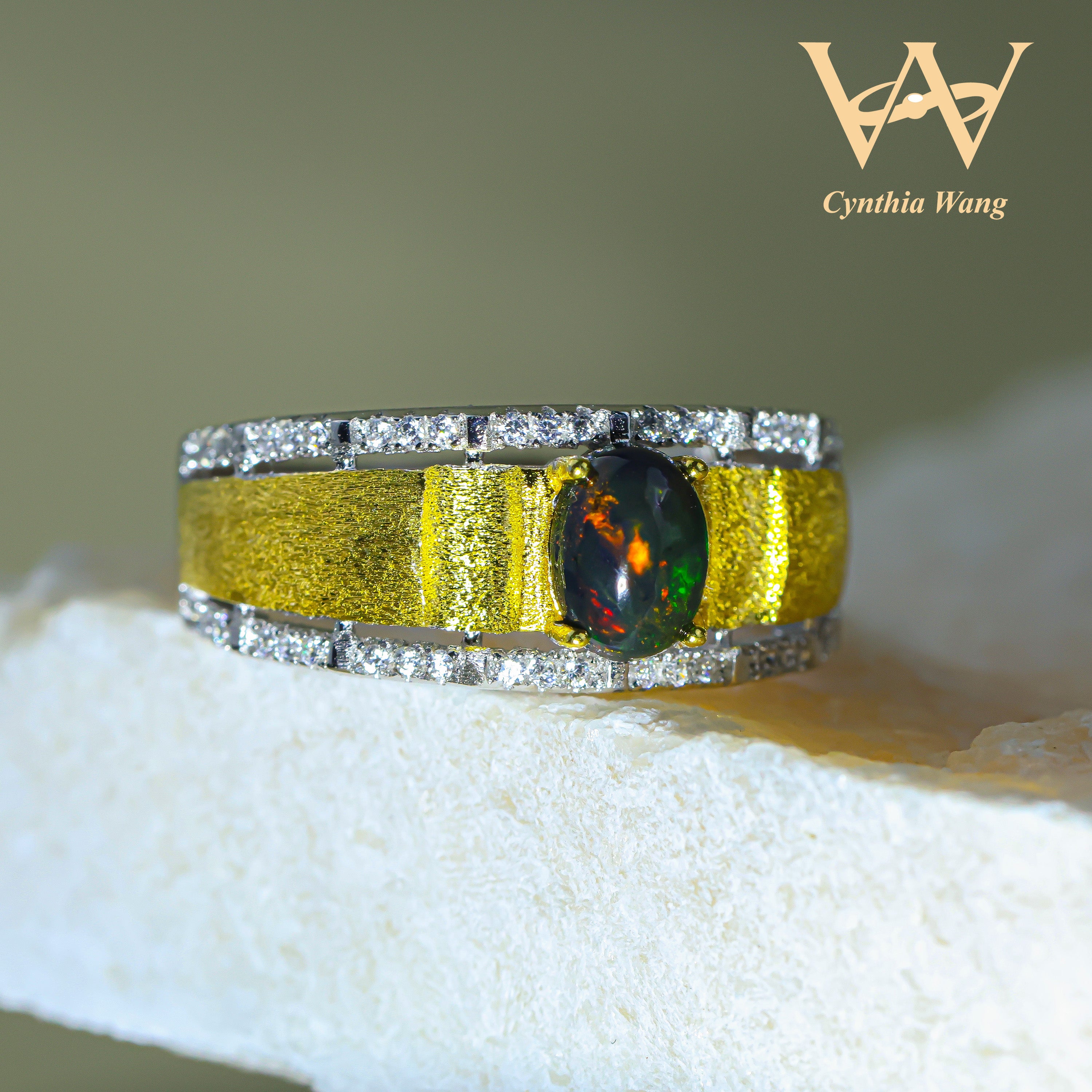 'Luxurious Luster' Black Opal Ring