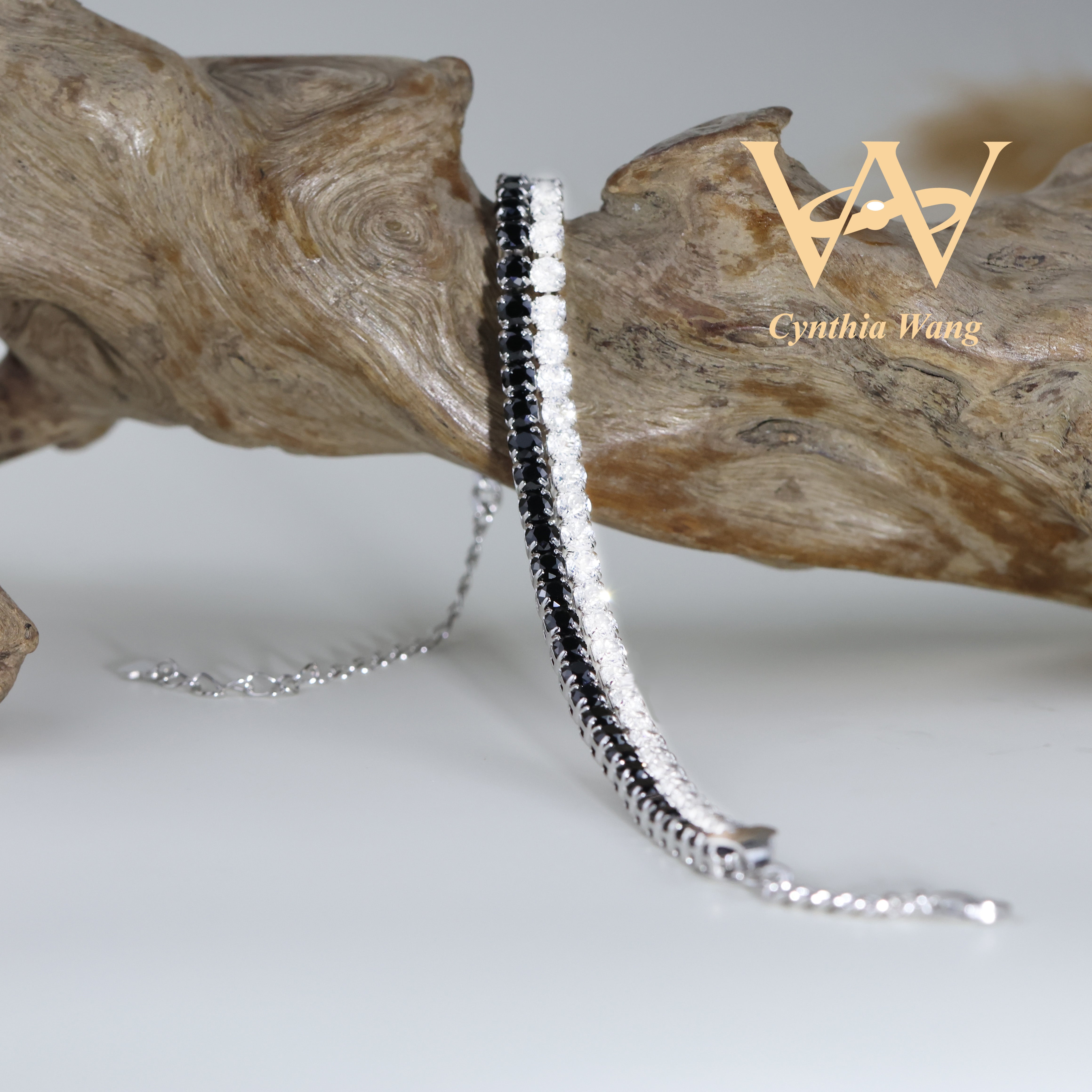 Black Spinel & White Topaz Bracelet