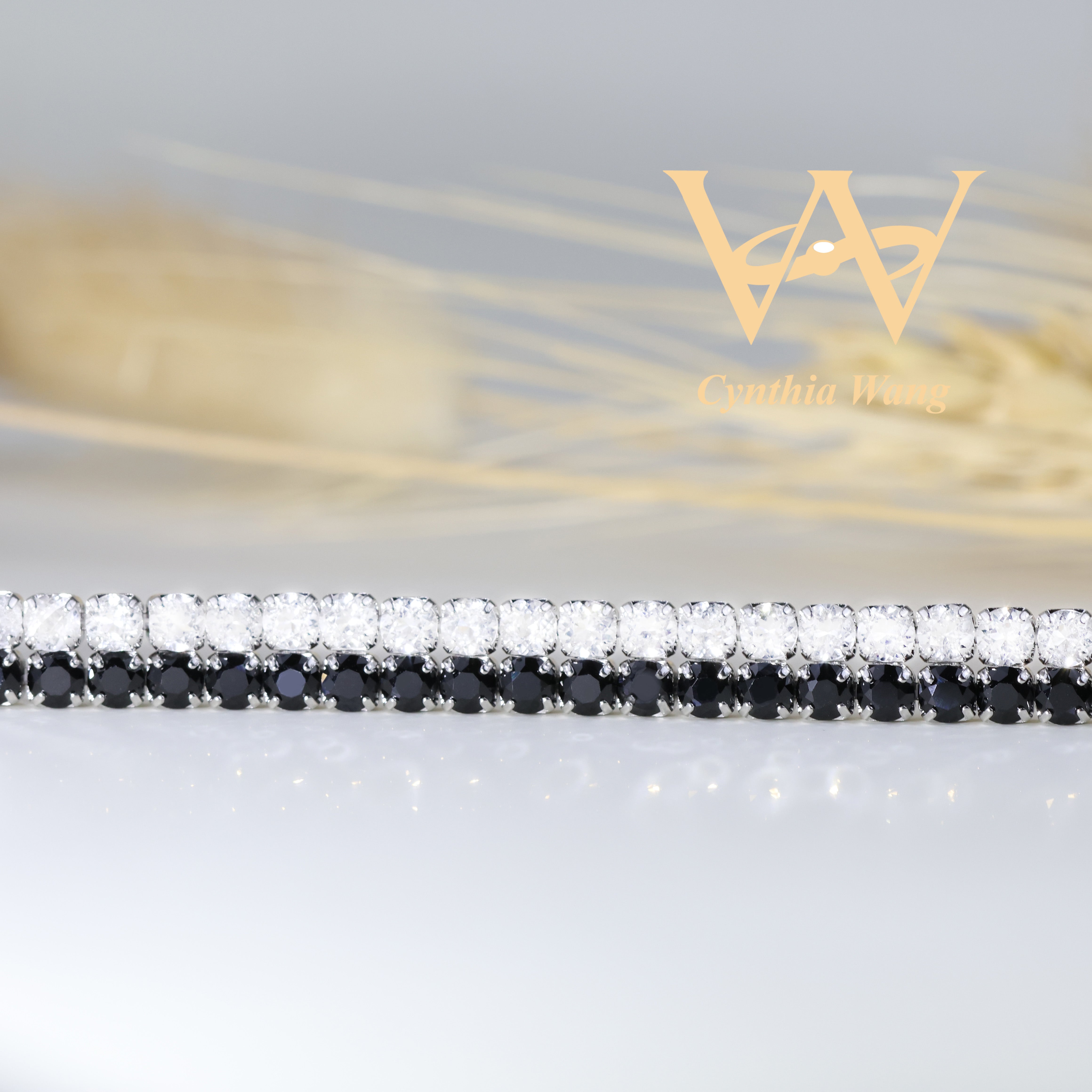 Black Spinel & White Topaz Bracelet