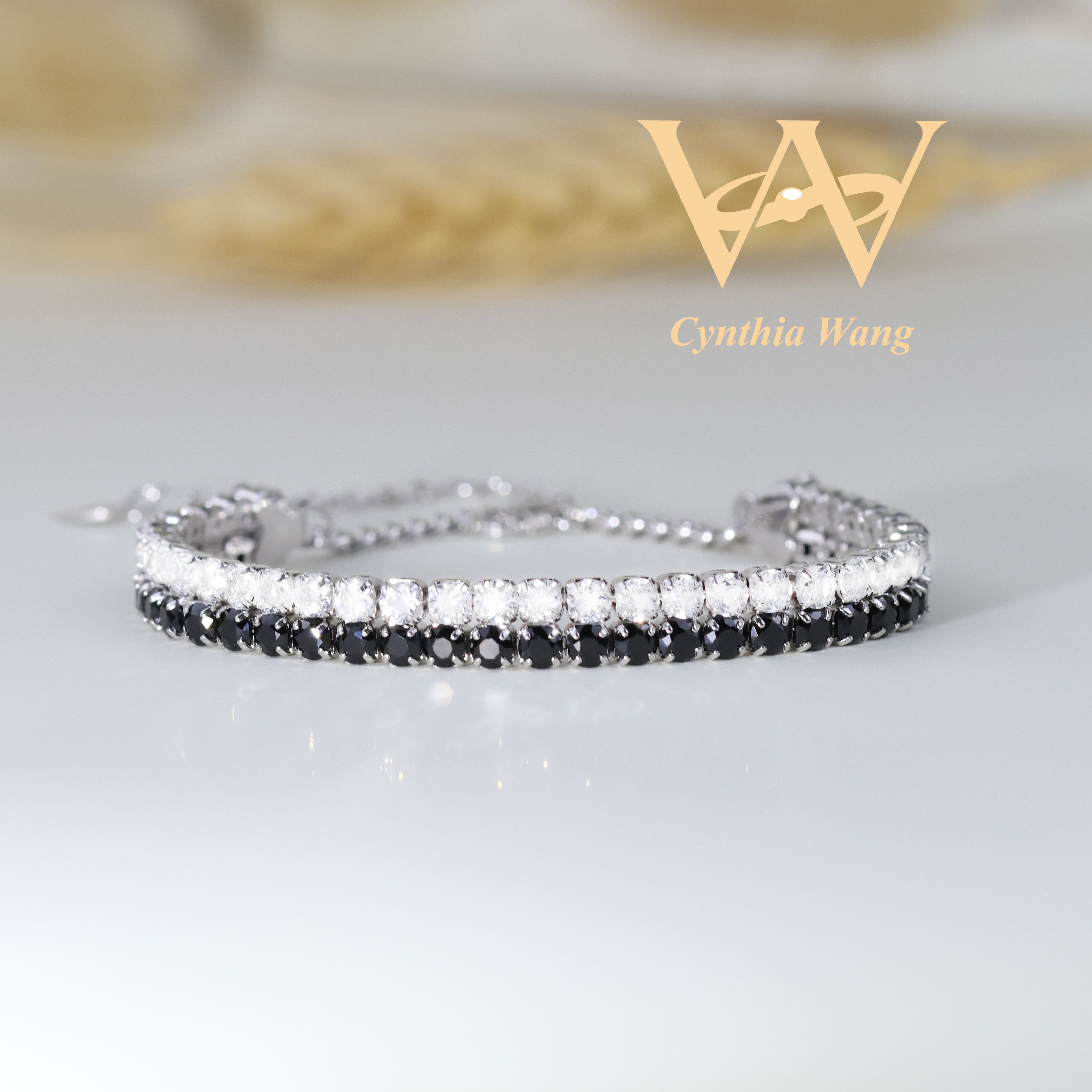 Black Spinel & White Topaz Bracelet