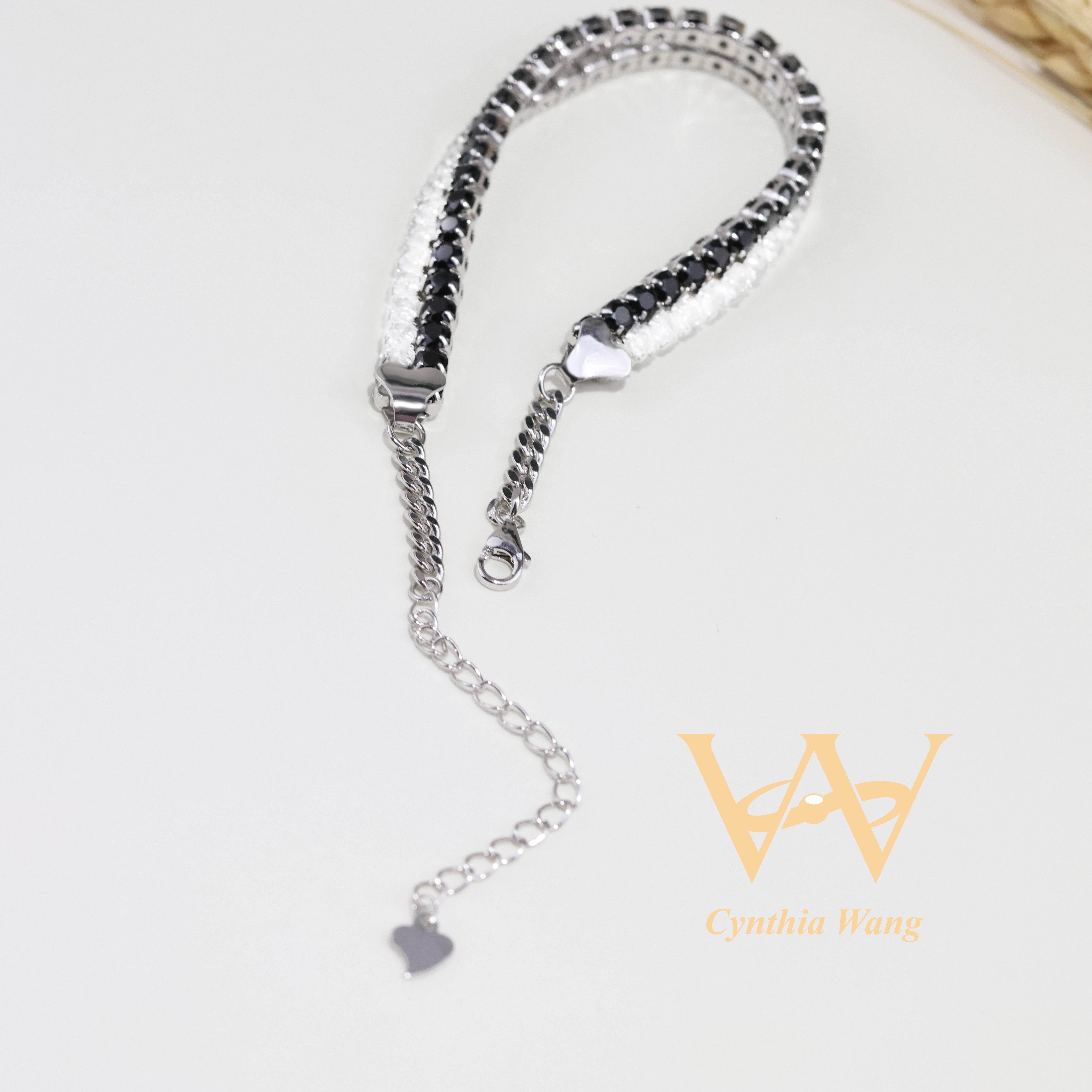 Black Spinel & White Topaz Bracelet