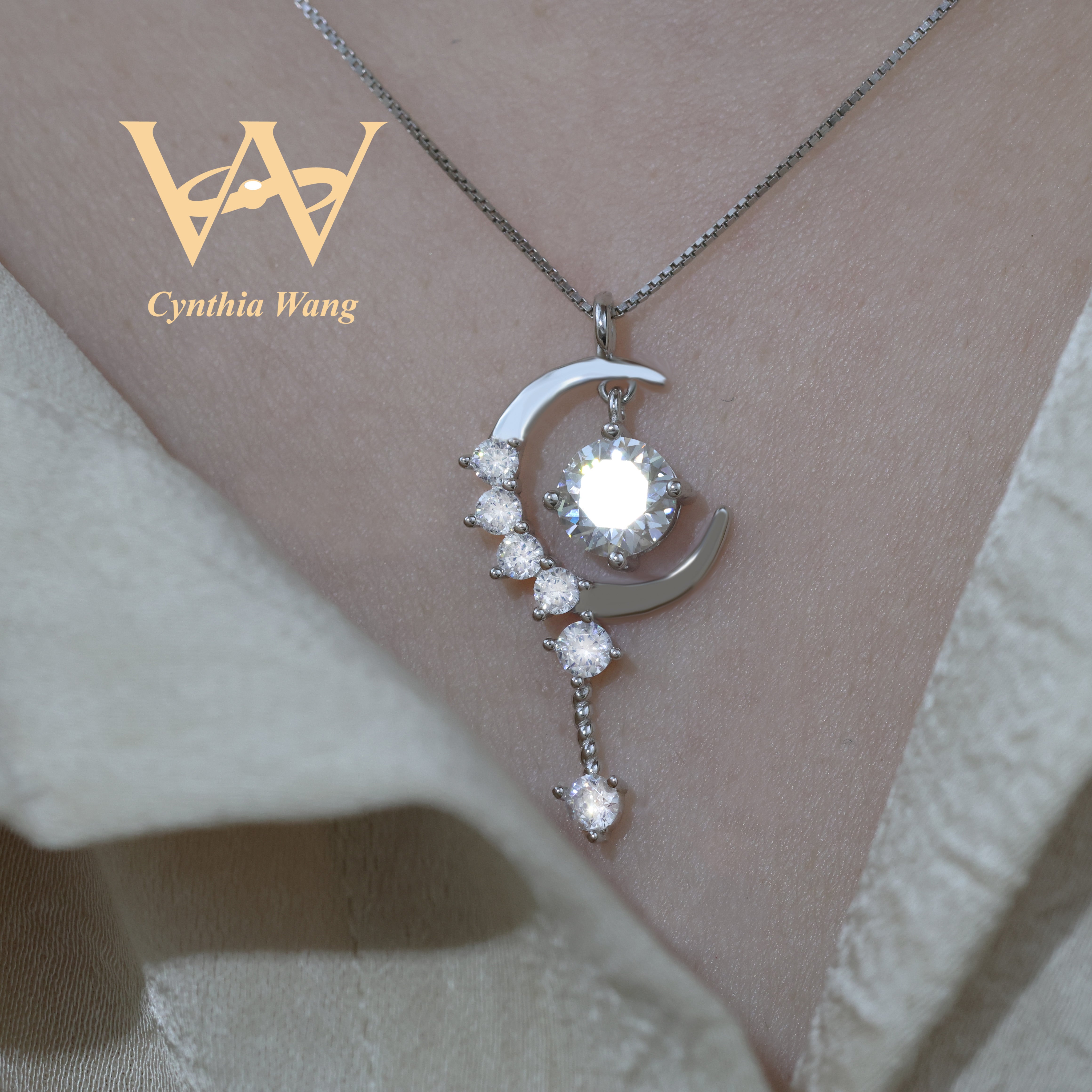 'Moon Goddess' Moissanite Necklace