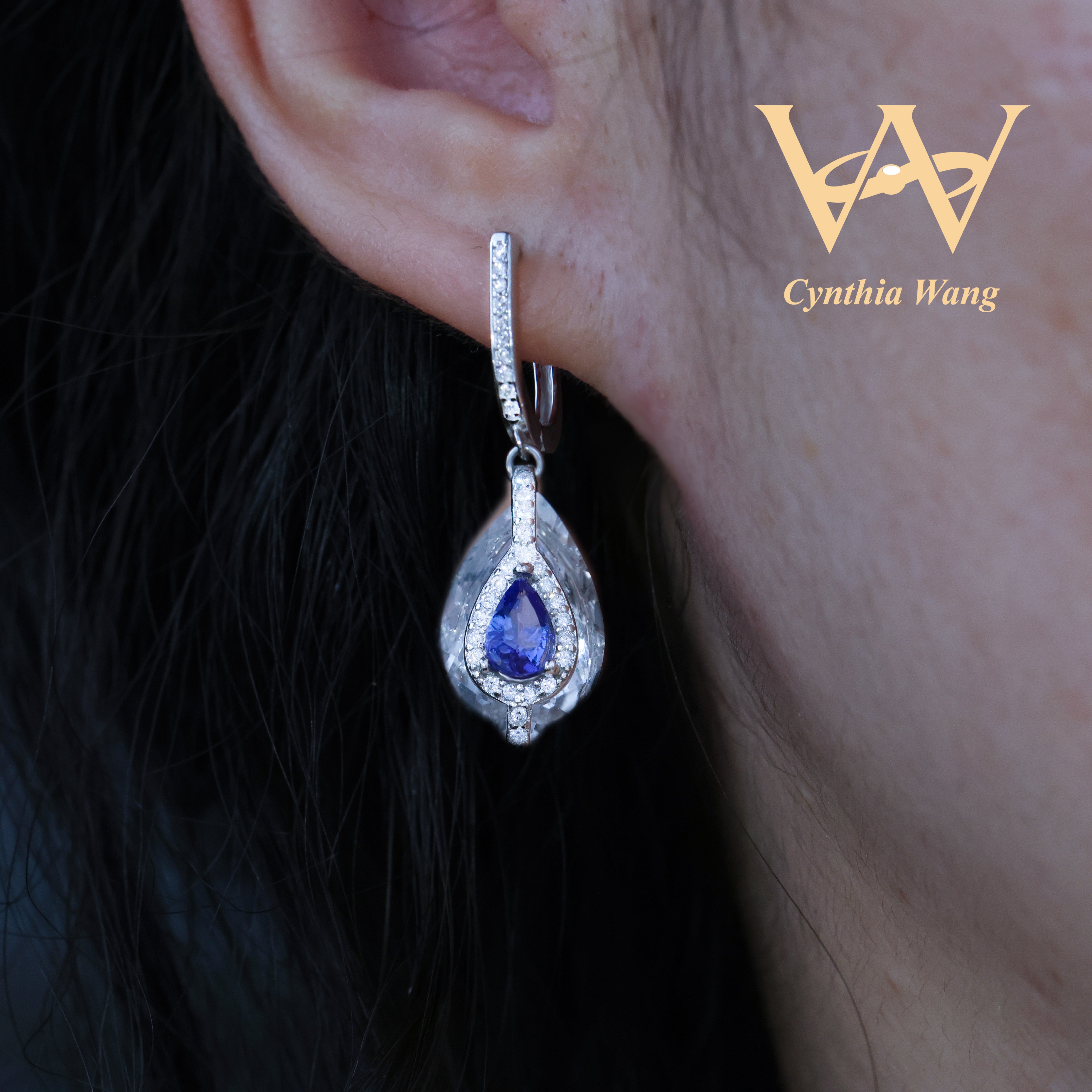 'Celestial Teardrop' Tanzanite & Clear Quartz Jewelry Set