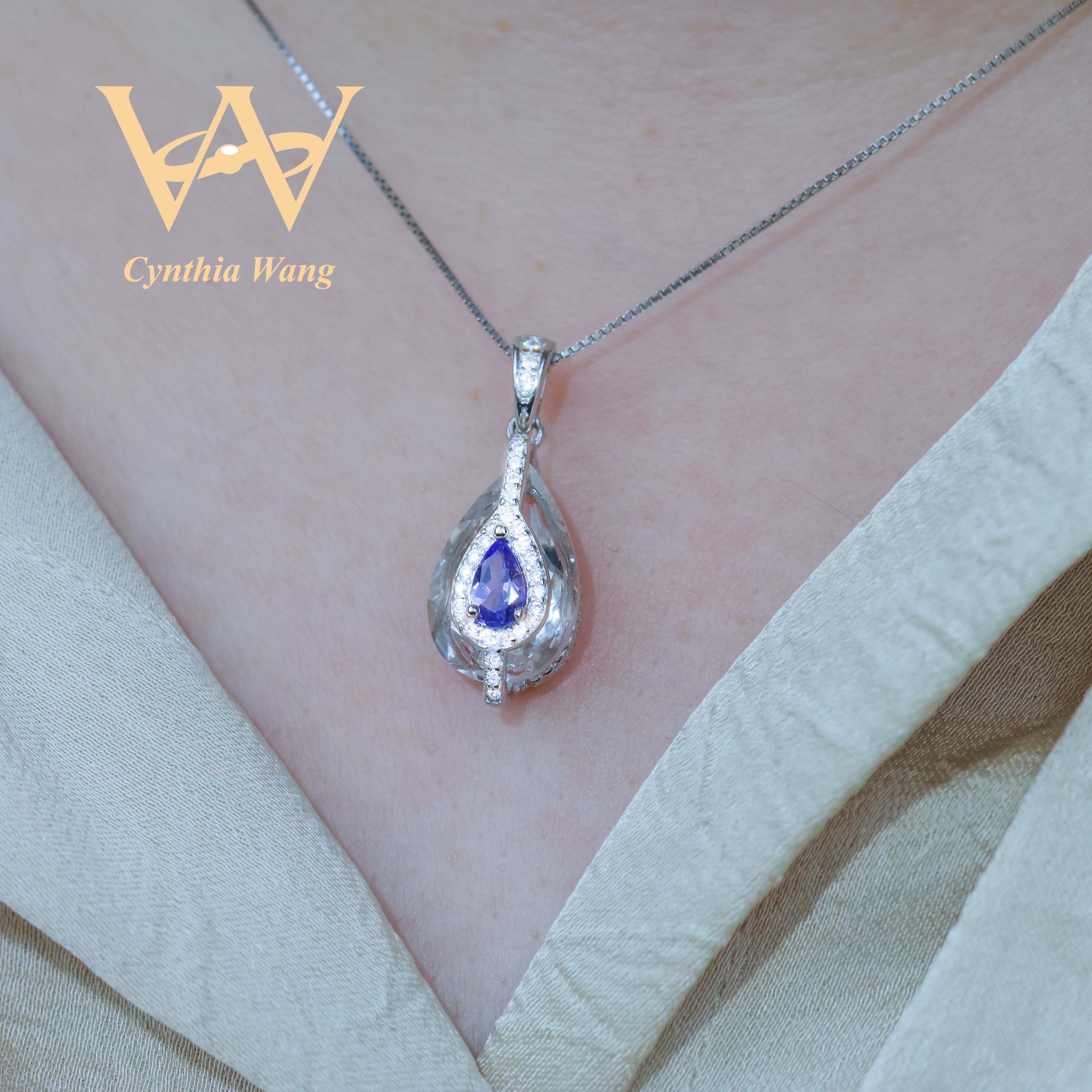 'Celestial Teardrop' Tanzanite & Clear Quartz Jewelry Set