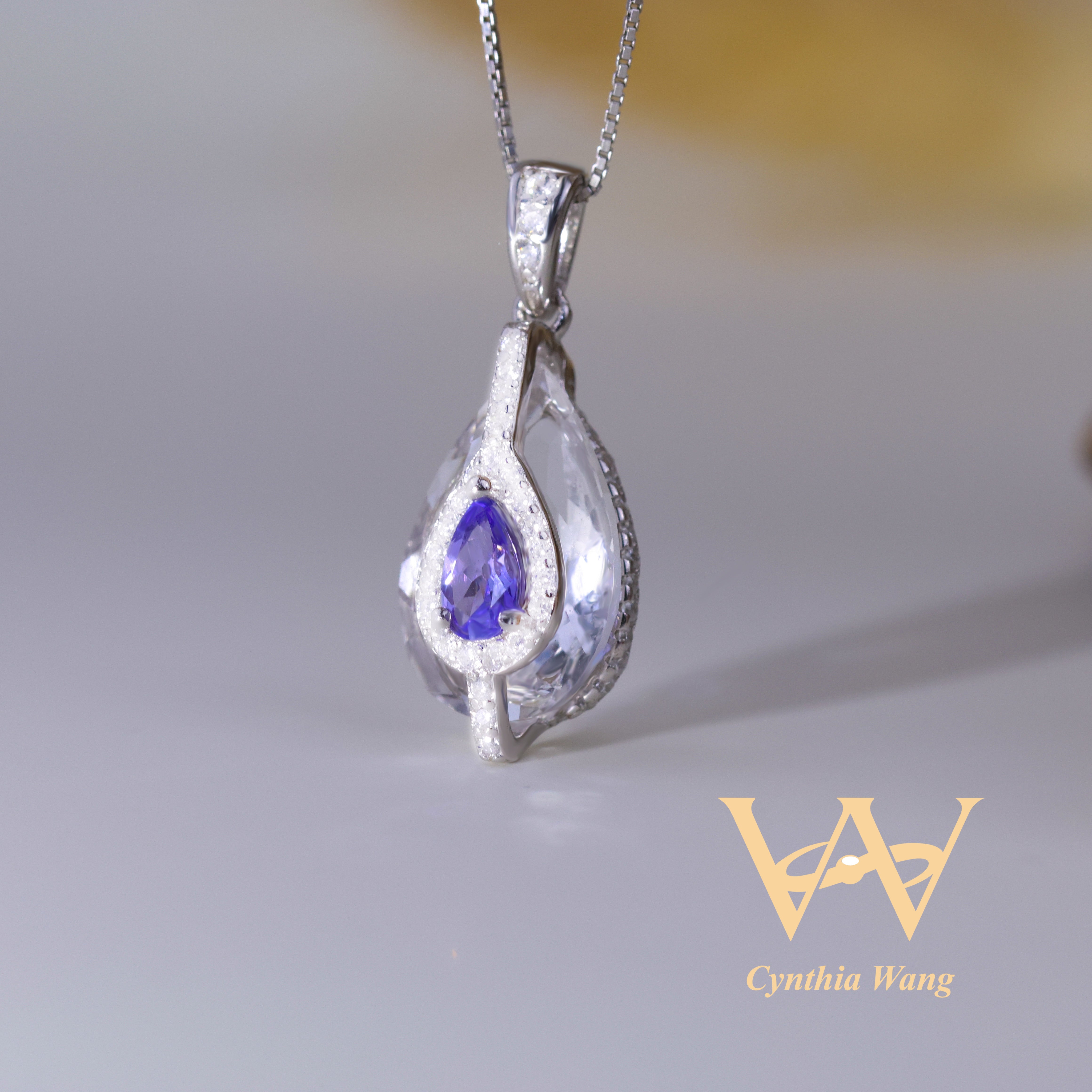 'Celestial Teardrop' Tanzanite & Clear Quartz Jewelry Set