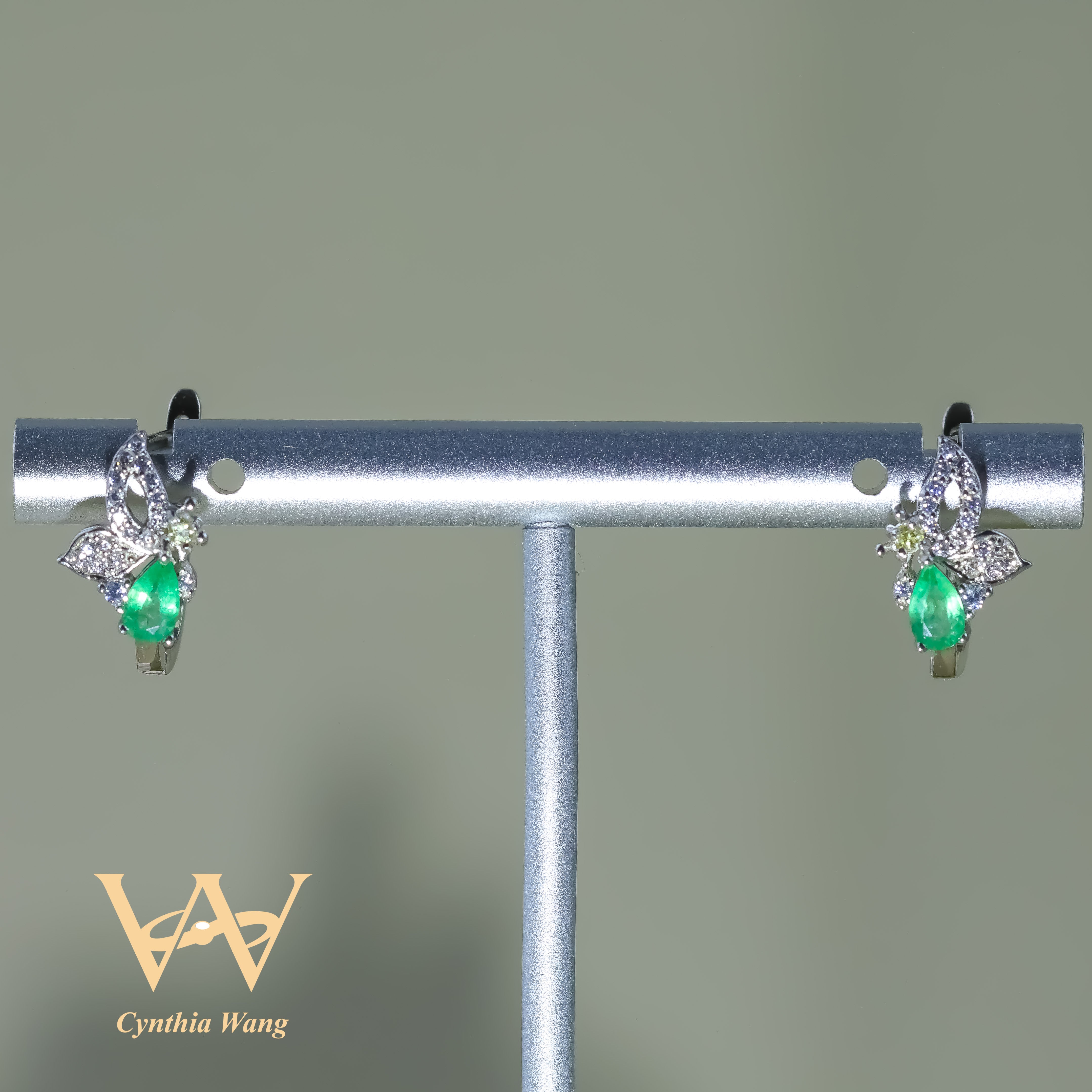 'Whimsical Elegance' Emerald & Sapphire Earrings