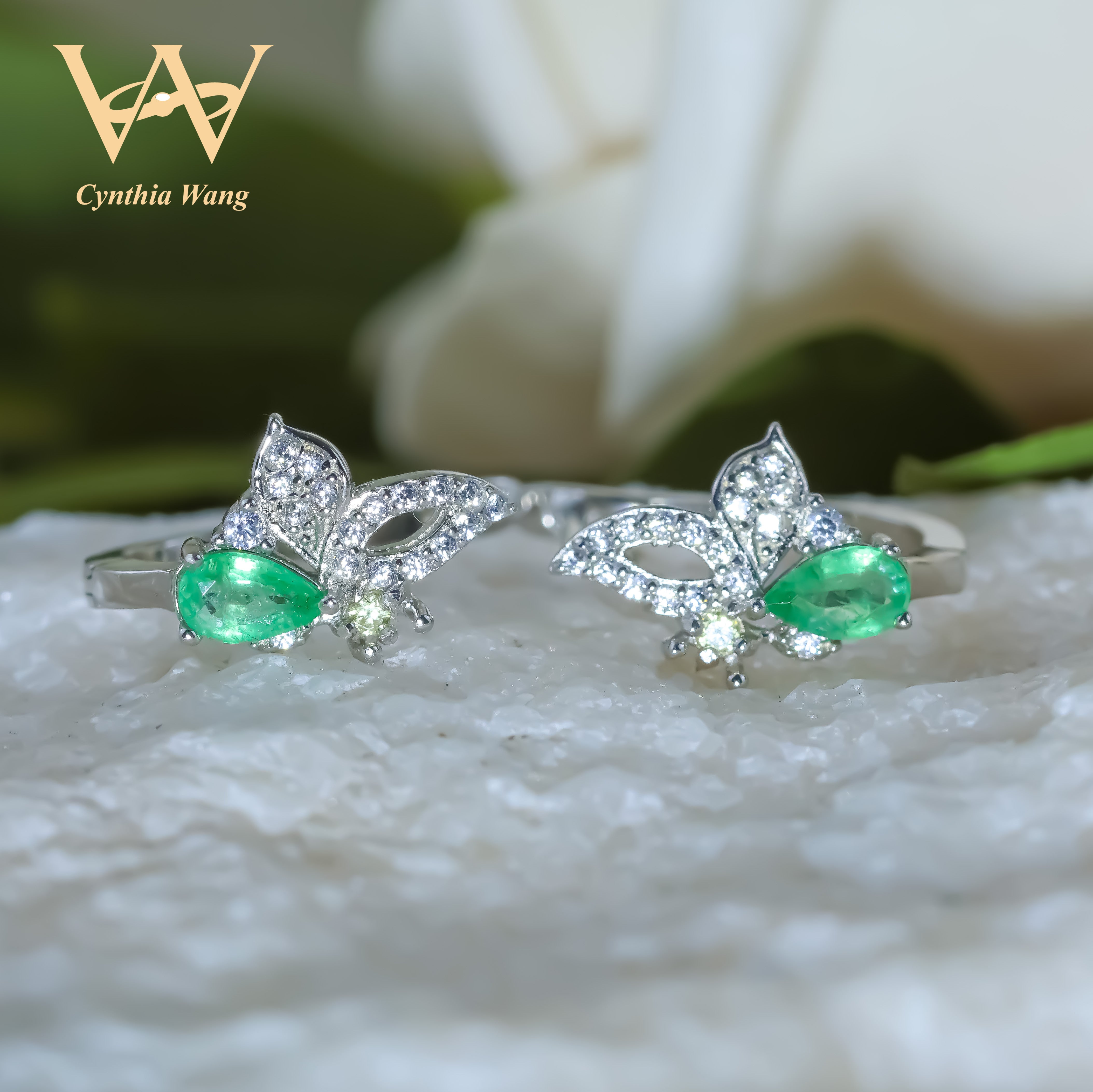 'Whimsical Elegance' Emerald & Sapphire Earrings