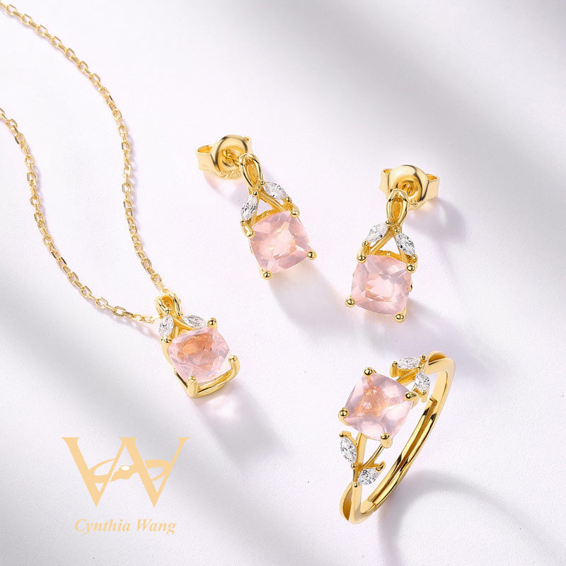 'Romantic Branches' Rose Quartz Jewelry Set