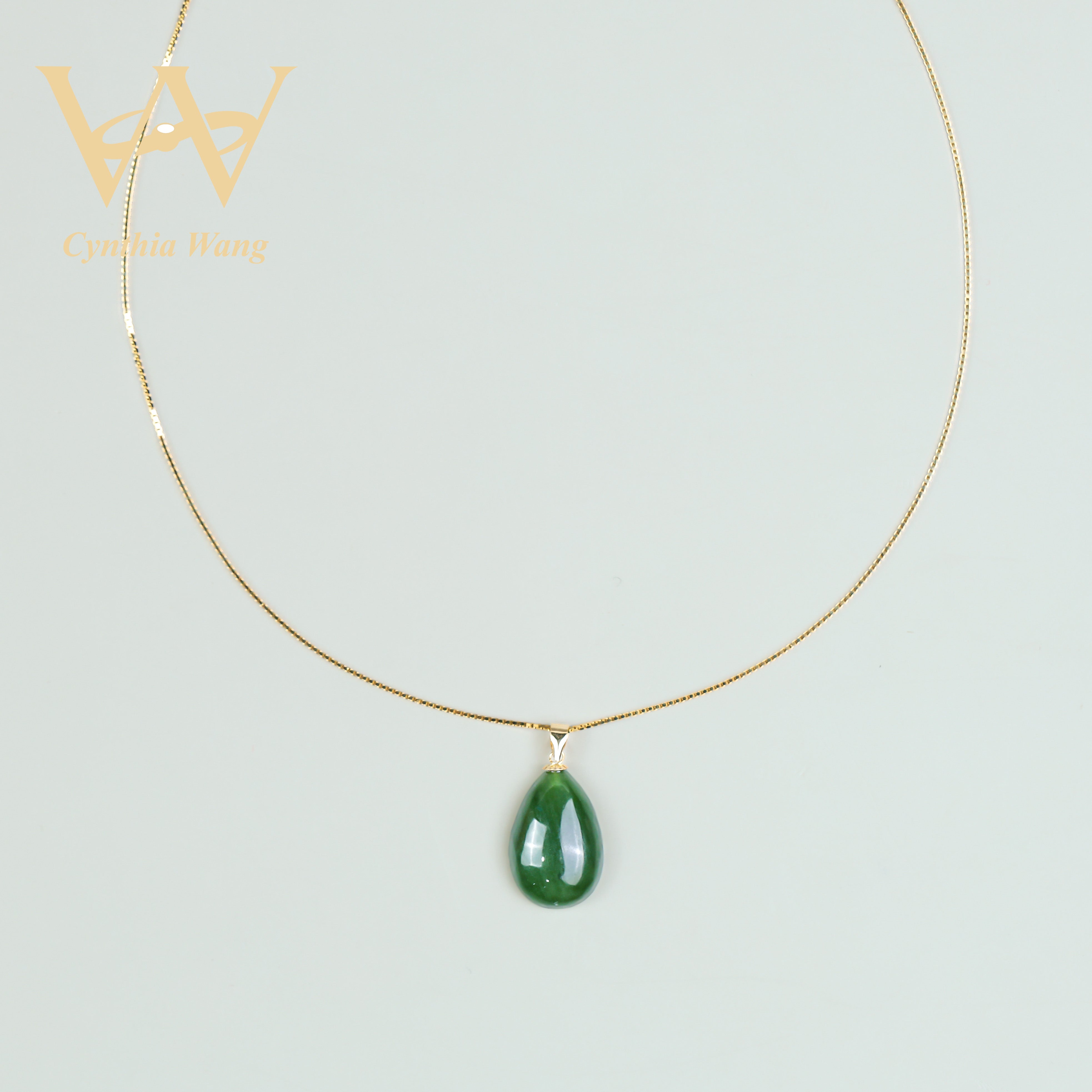 'Green Water Droplets' Jade Pendant