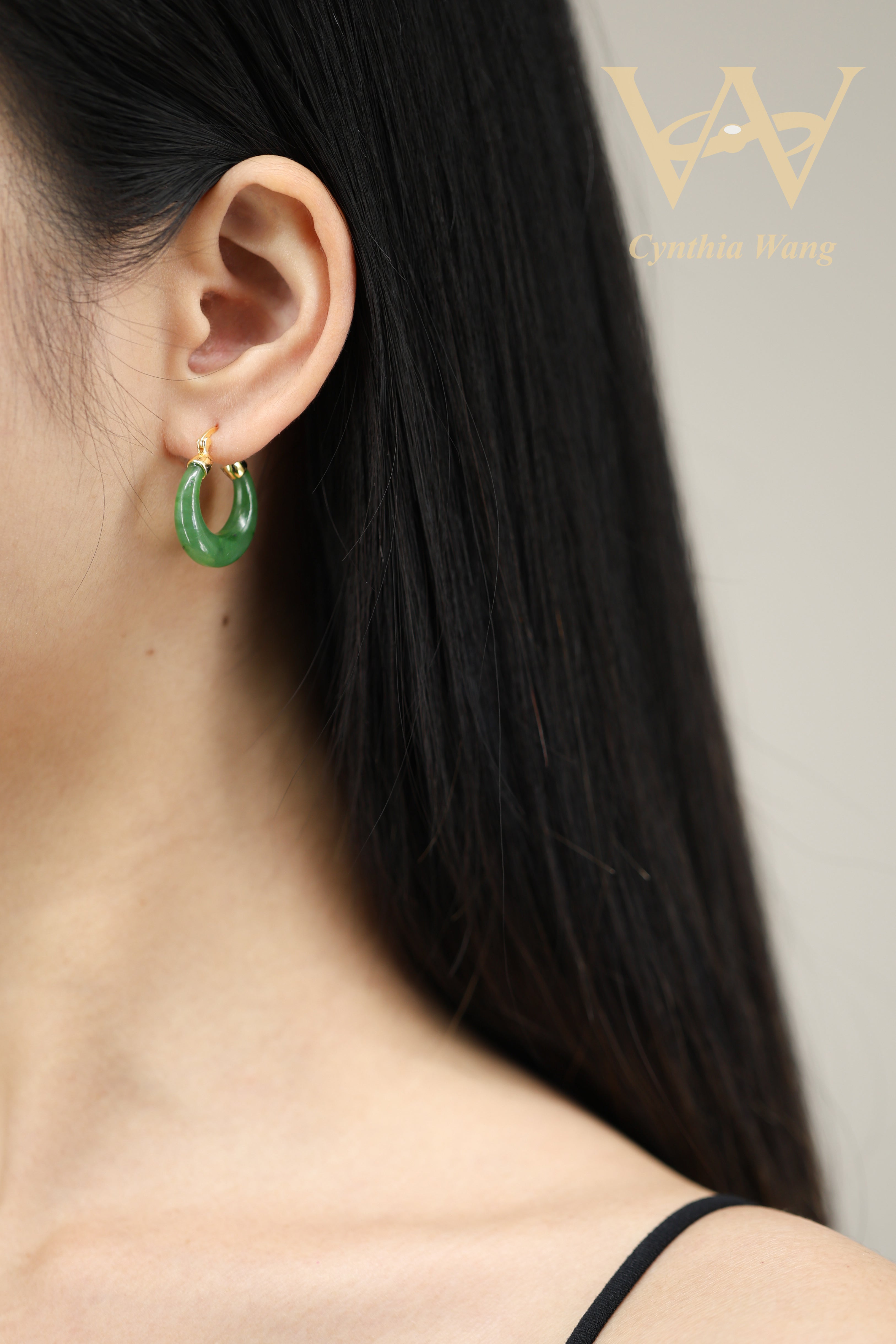 'Elegant Lunar Charms' Nephrite Hetian Jade Earrings