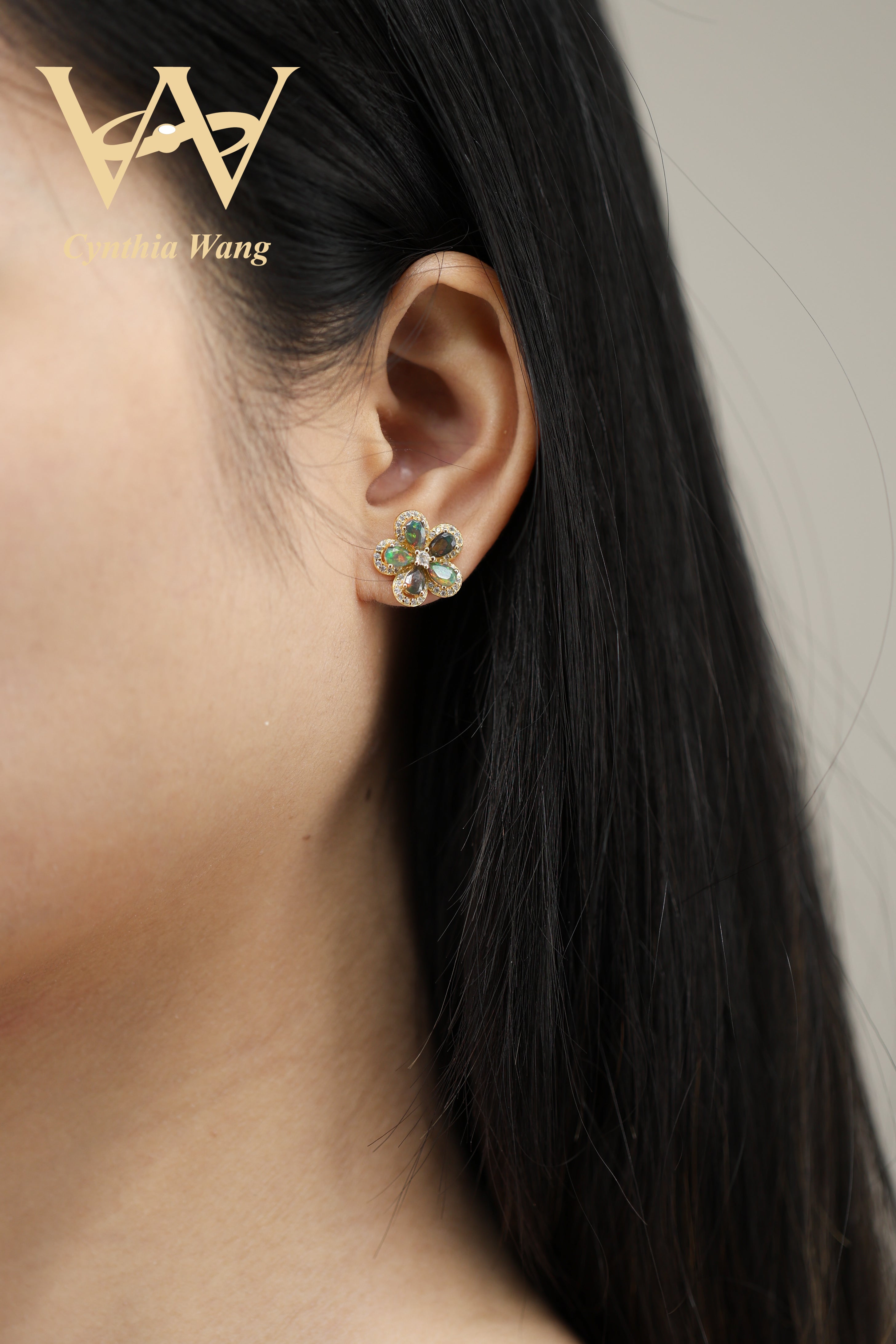 'Black Mary' Black Opal Earrings