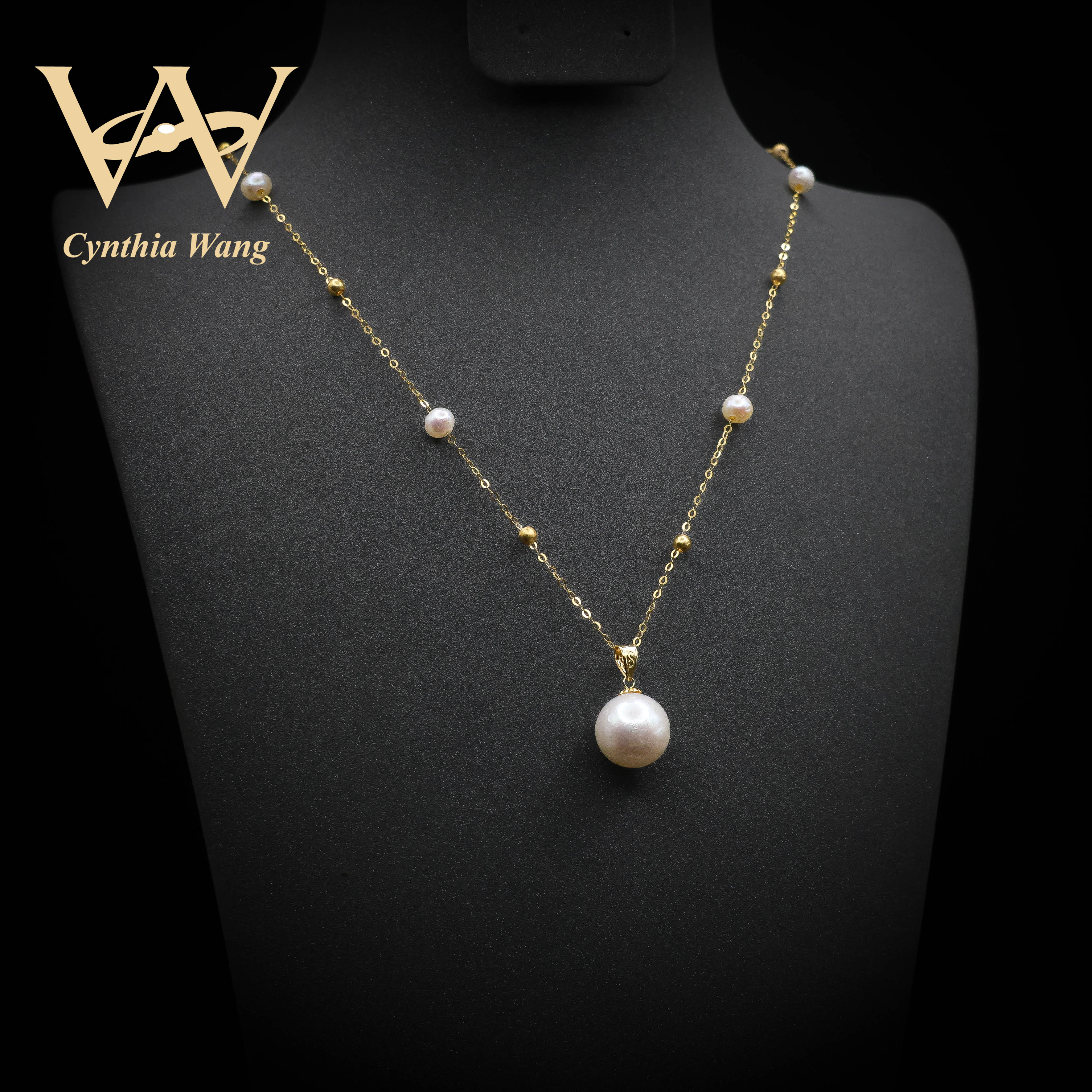 'Pearlecent babysbreath' Freshwater Edison Pearl Pendant Necklace
