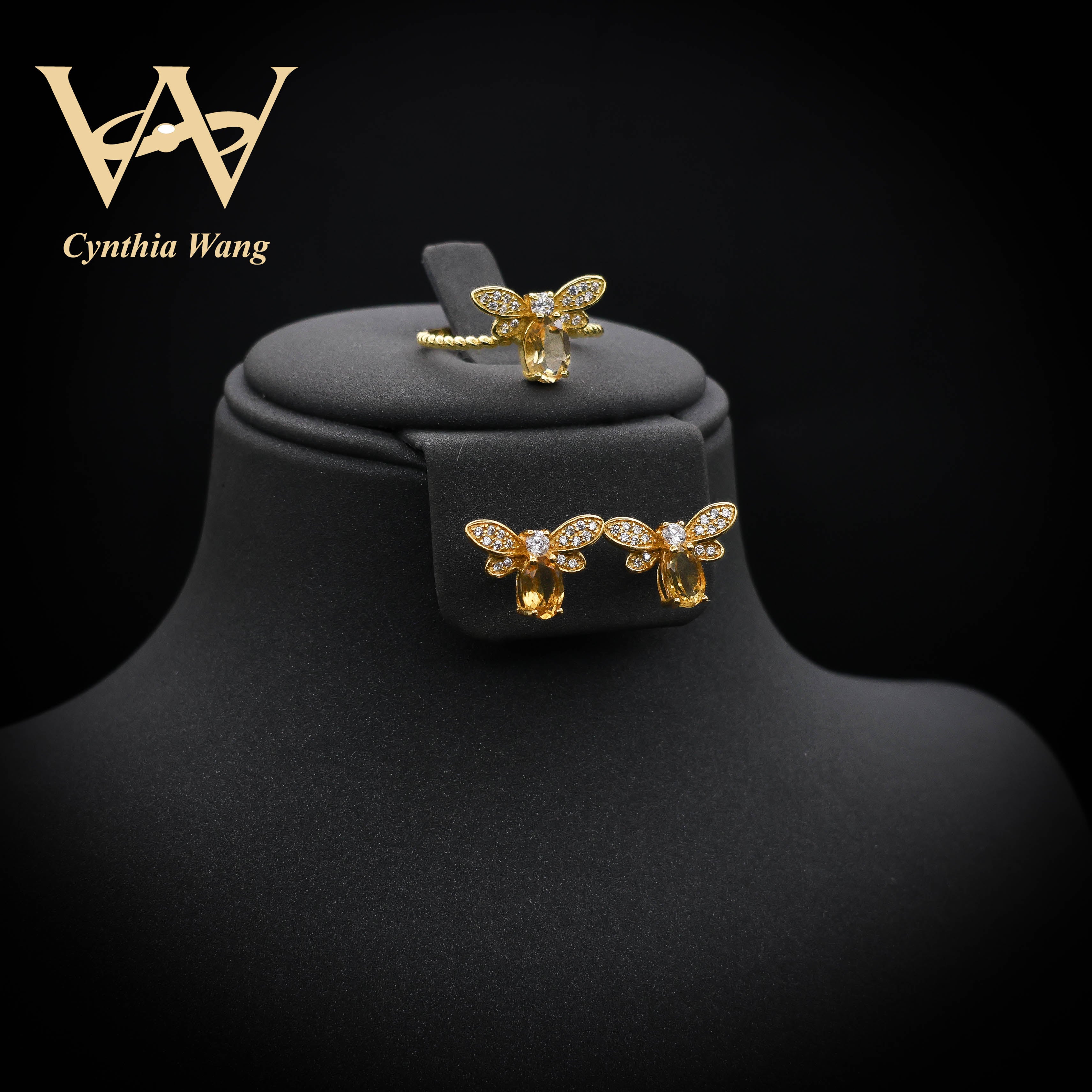 'Golden Buzz' Citrine Bee Jewelry Set