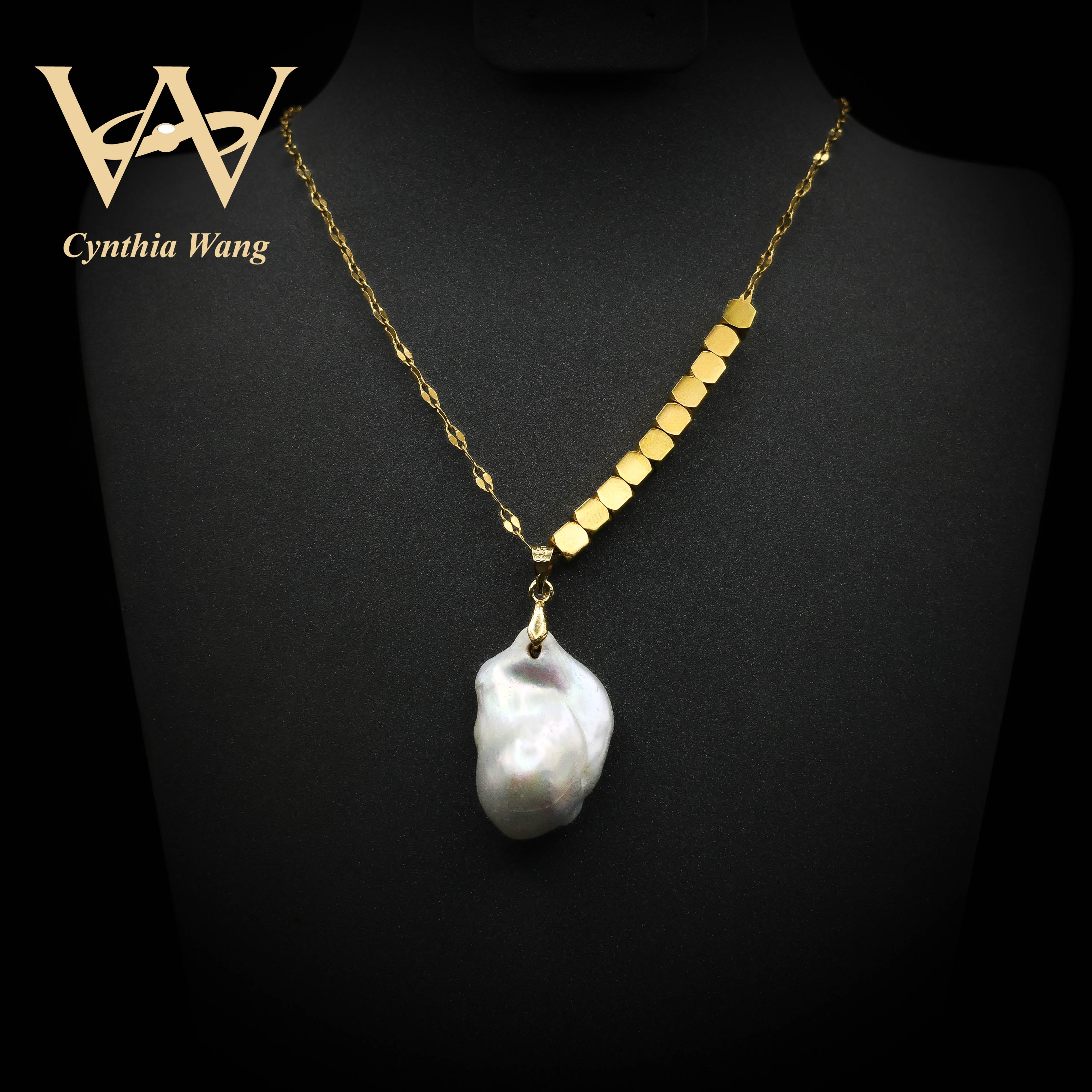 Irregular Baroque Pearl Pendant, Two Types of Chains Necklace