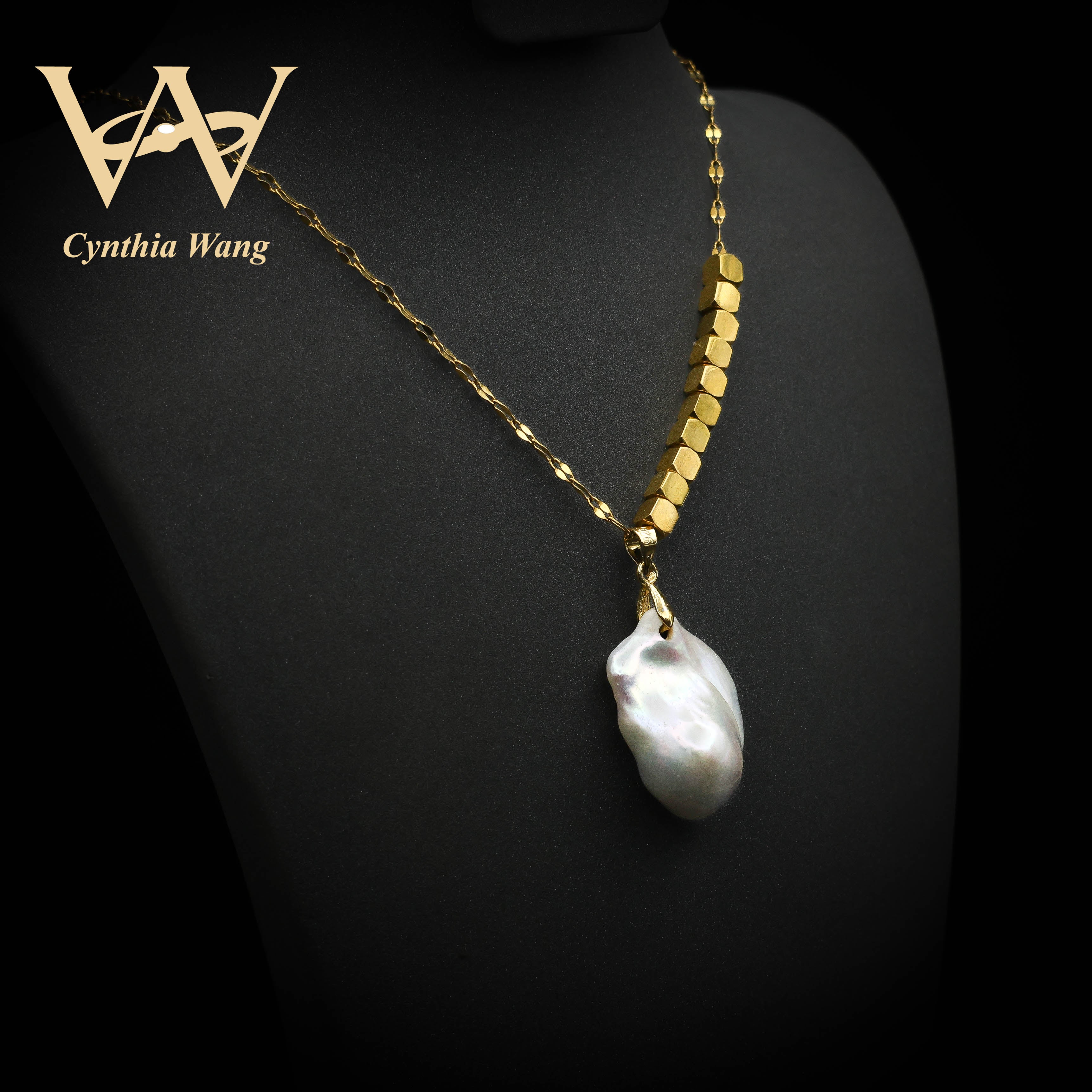 Irregular Baroque Pearl Pendant, Two Types of Chains Necklace