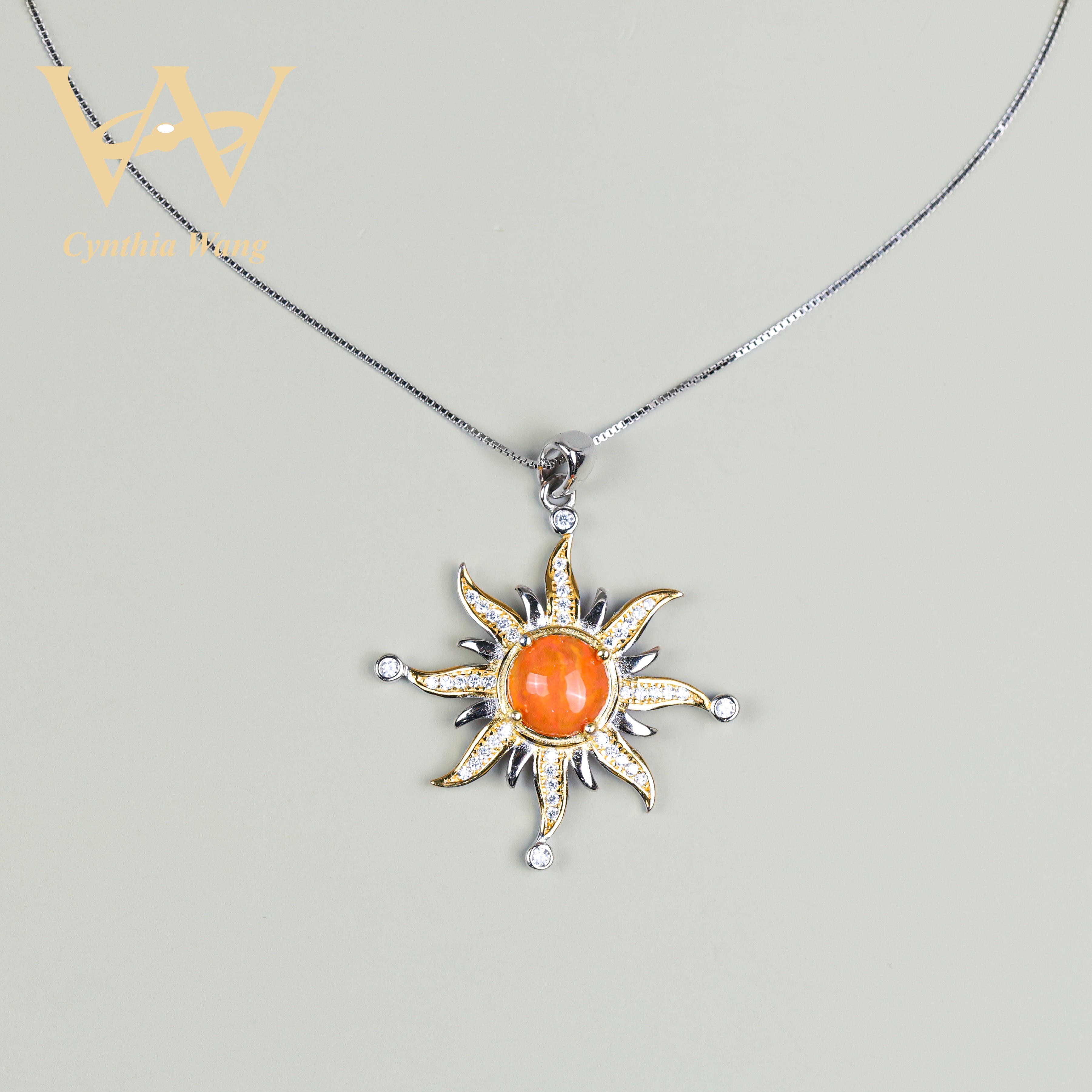 'Rising Sun' Fire Opal Pendant