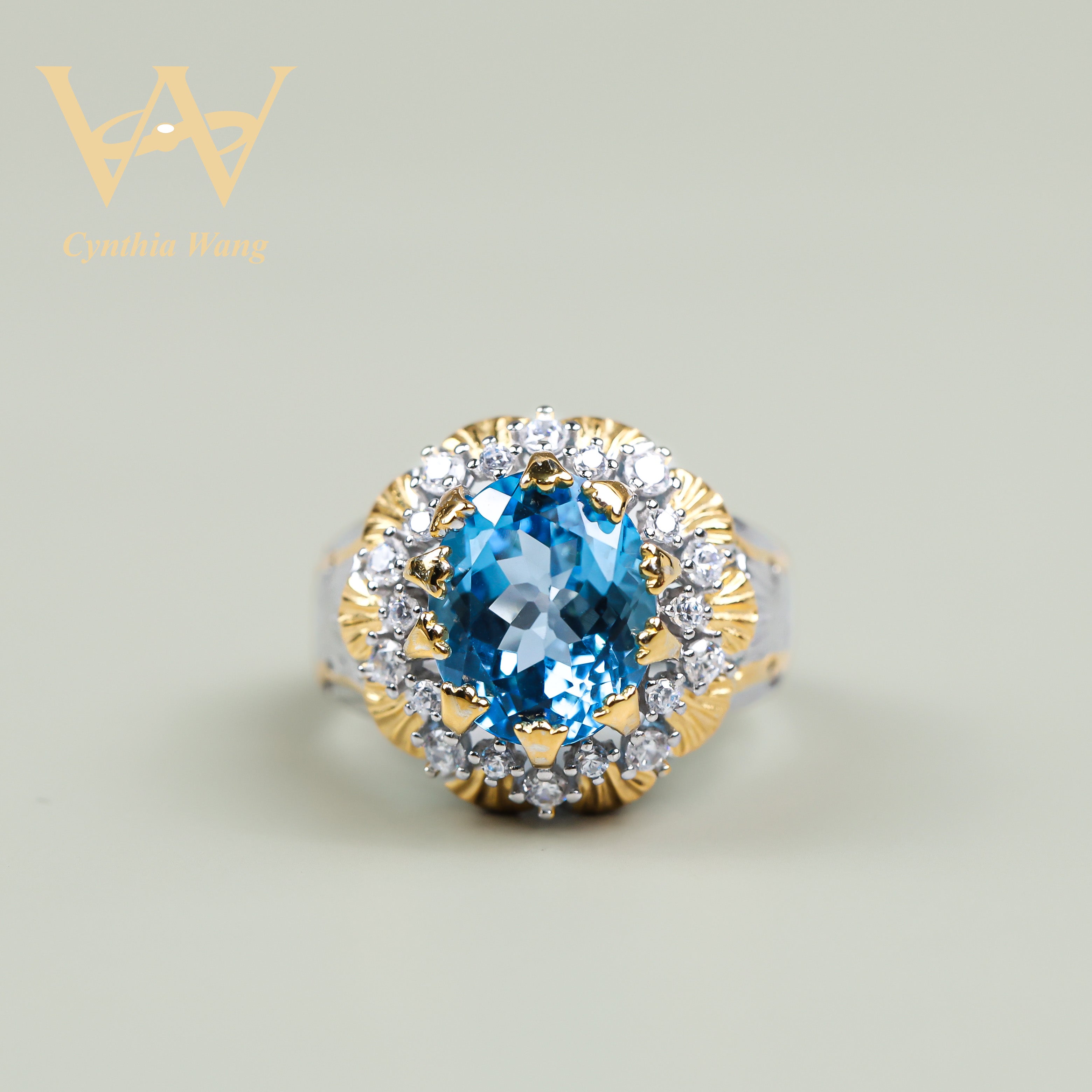 'Aurora Ukraine' Swiss Blue Topaz Ring