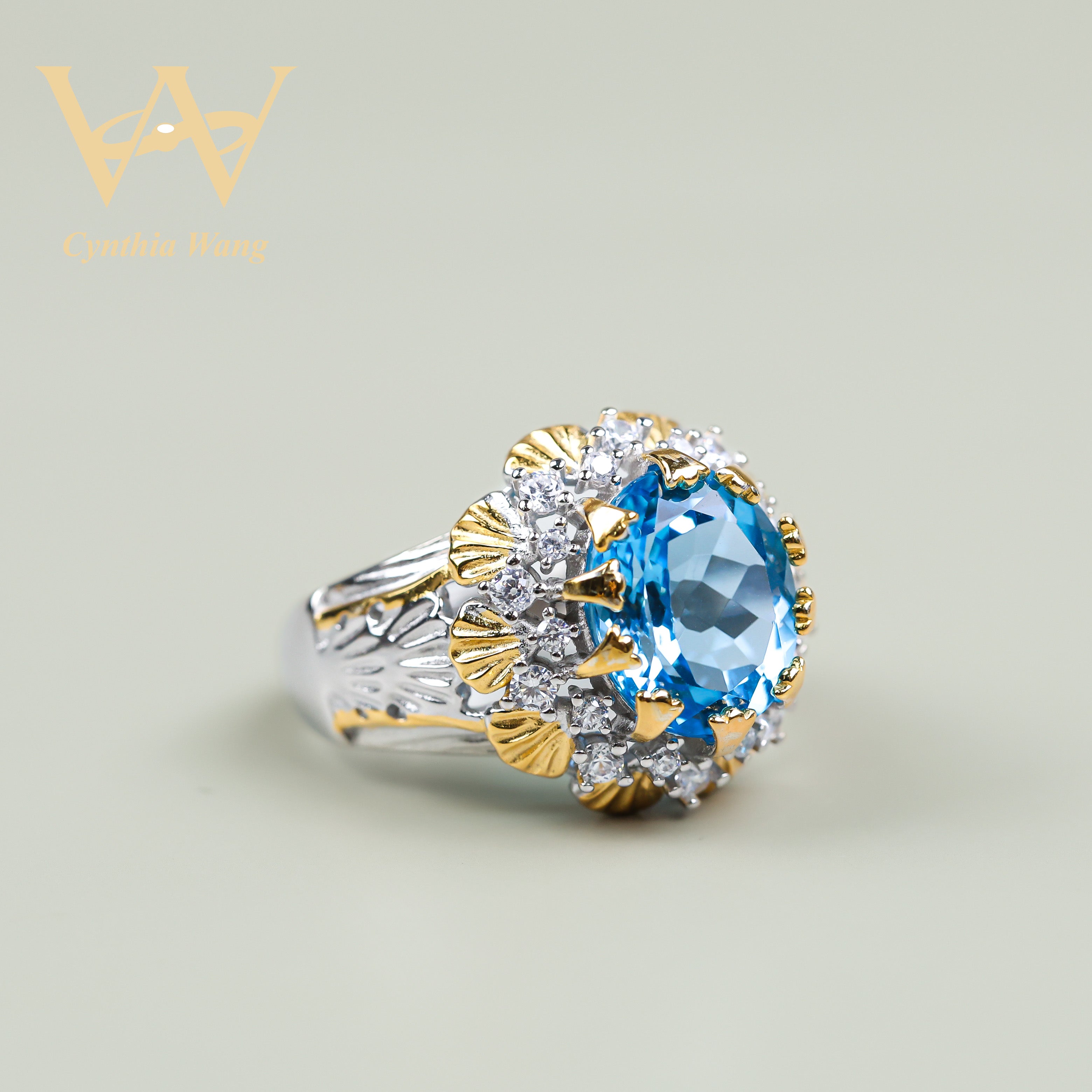'Aurora Ukraine' Swiss Blue Topaz Ring