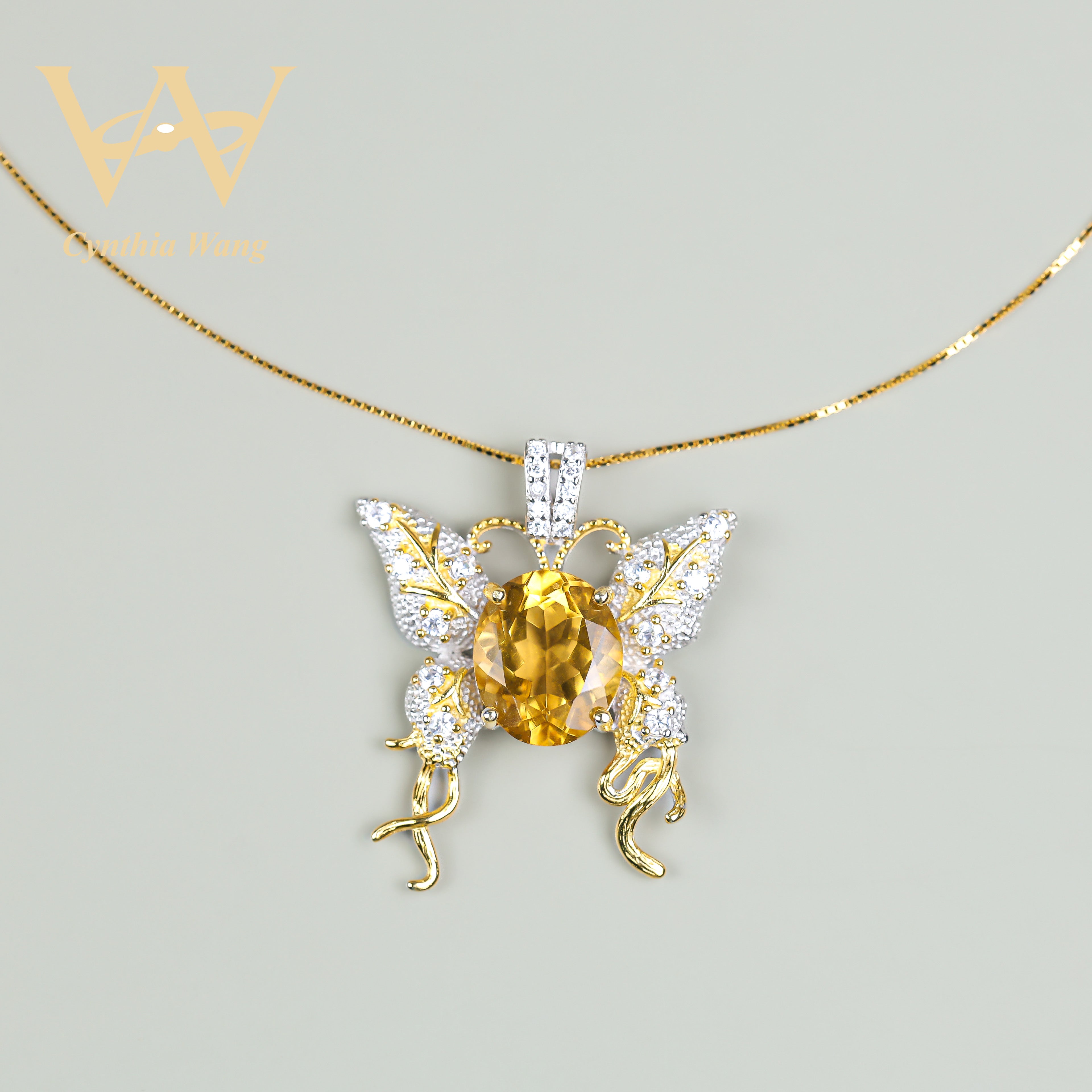 'Butterfly at Sunset' Citrine Necklace