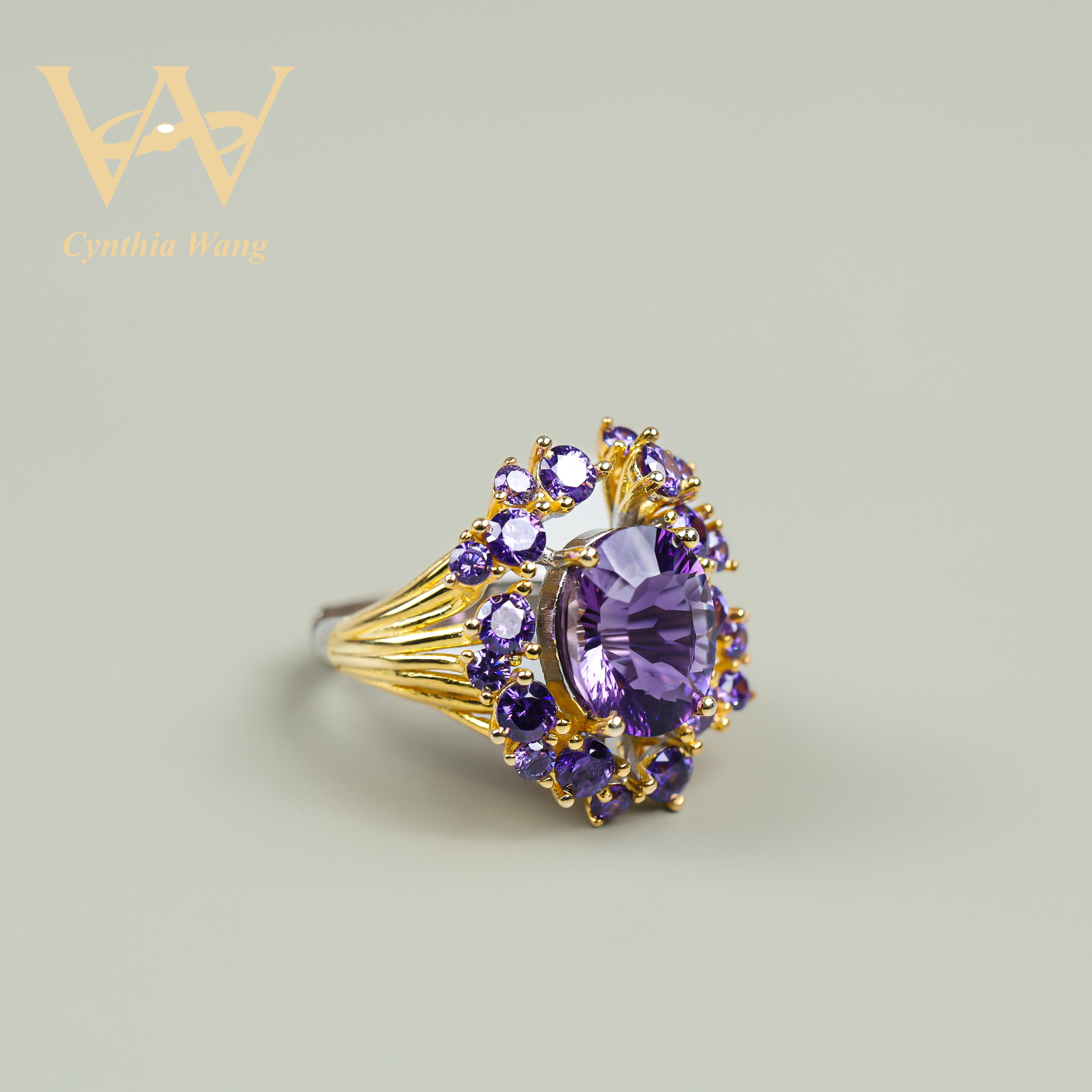 'Luxurious Purple Flowers' Amethyst Ring