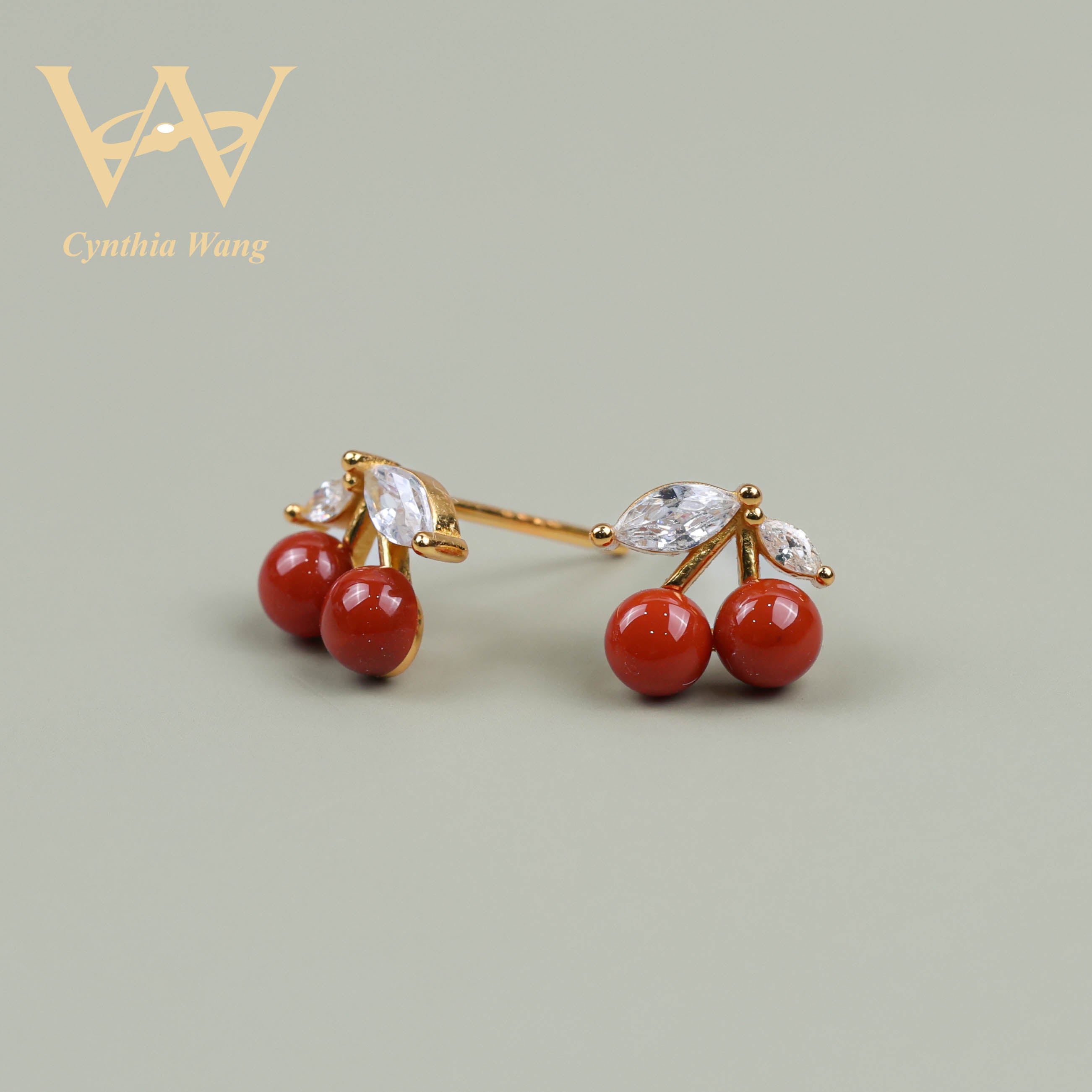 'Cherry Charisma' Red Carnelian Ear Studs