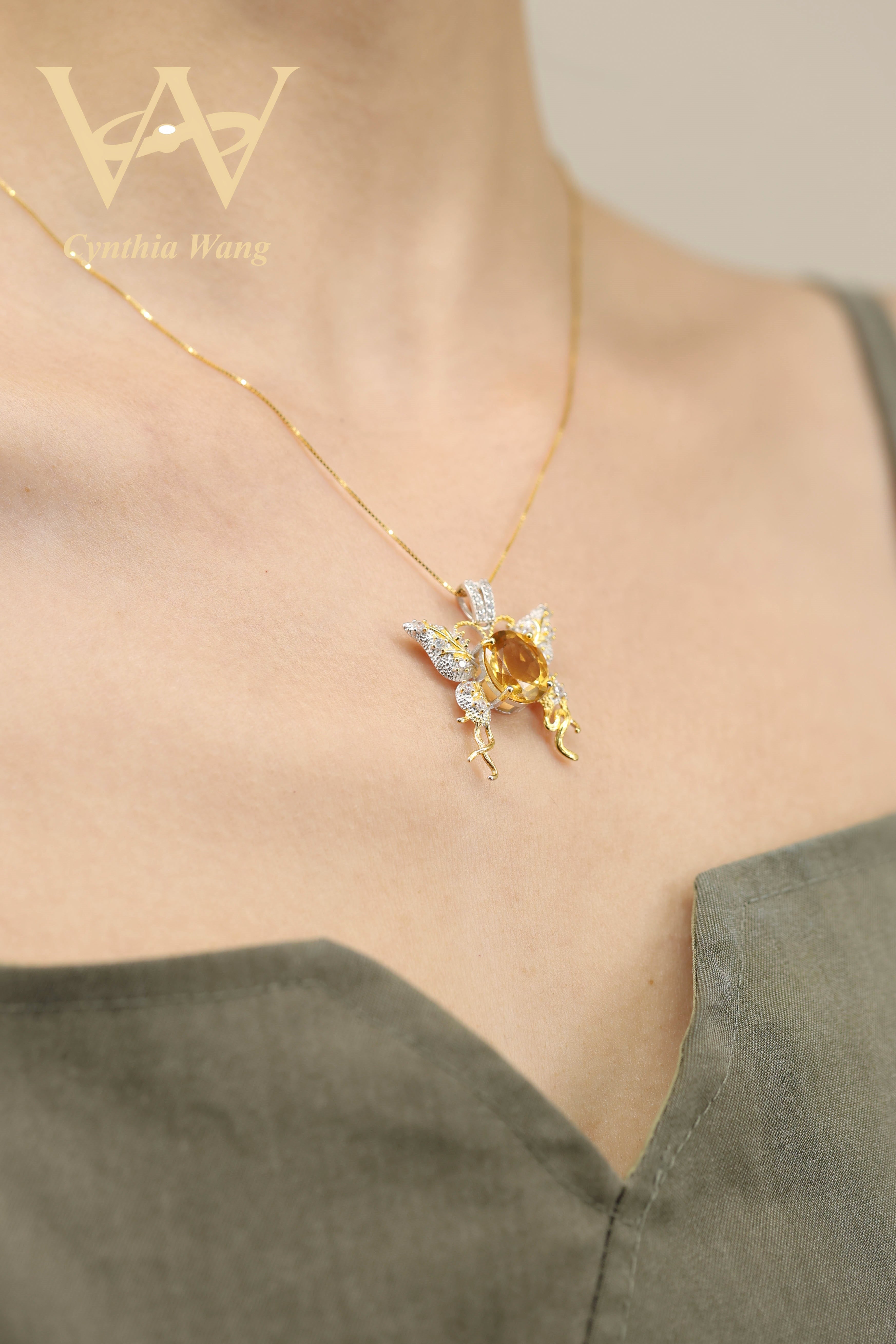 'Butterfly at Sunset' Citrine Necklace