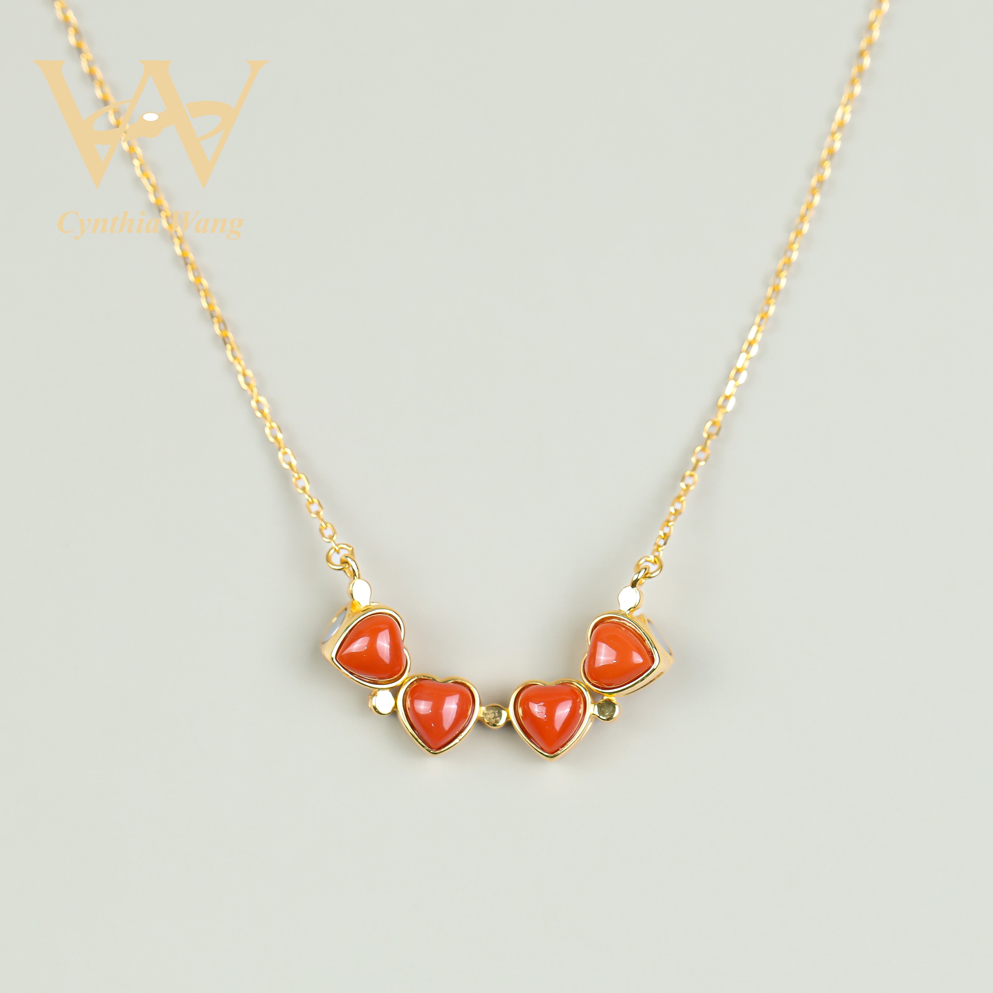 'Dance of Four Leaf Grass' Magnetic Carnelian Necklace