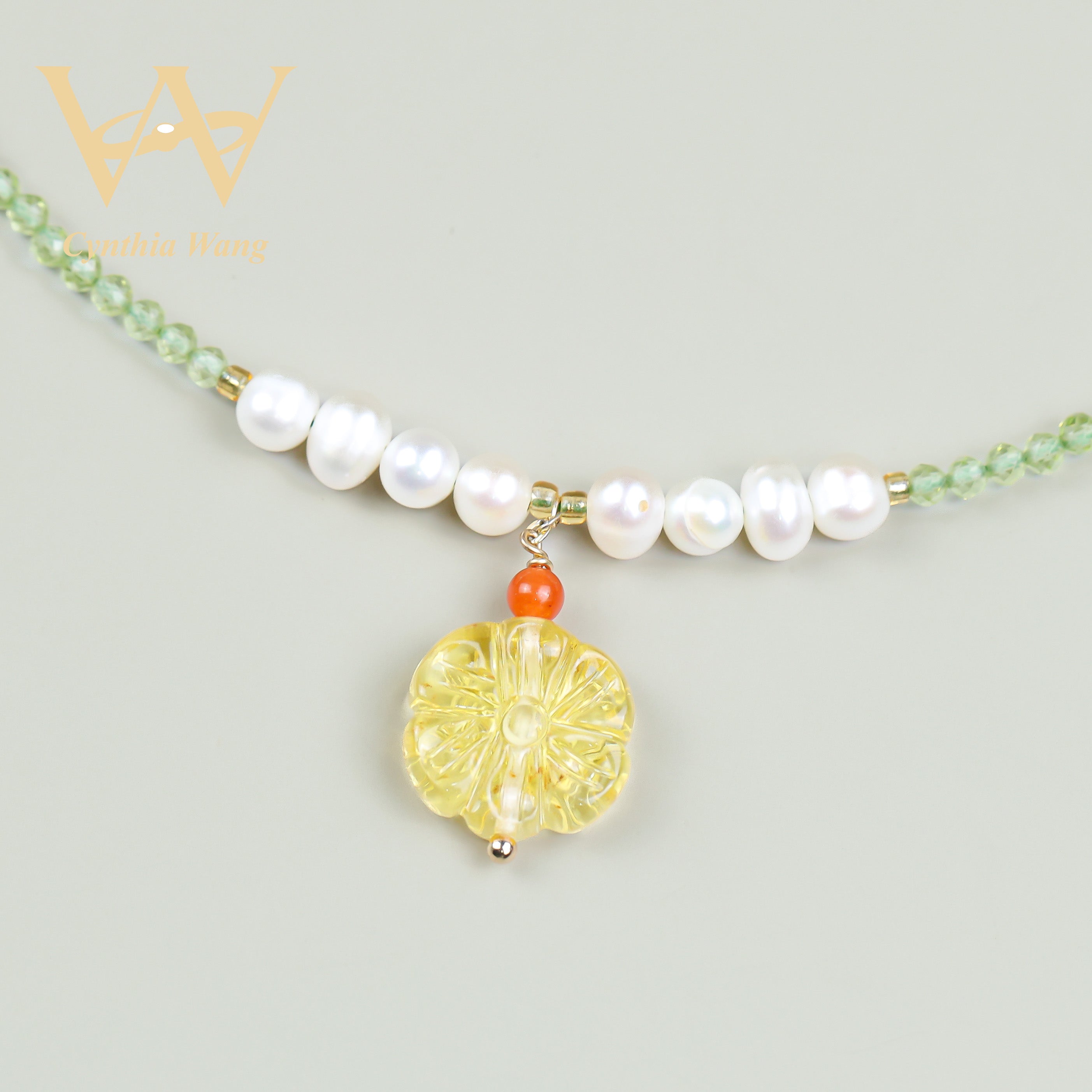 'The Code of the Forest' Peridot & Pearl Necklace